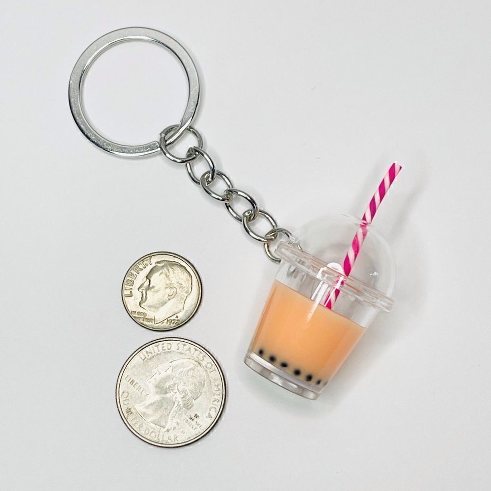 Bubble Tea with Boba Keychain-Orange